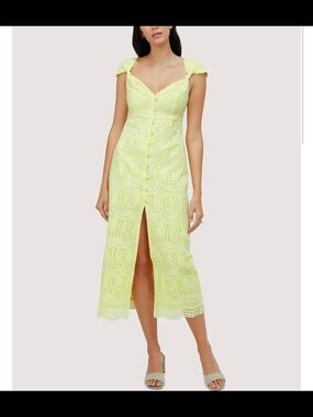 New Lost + Wander Lemon Drop Midi Dress Size Medium